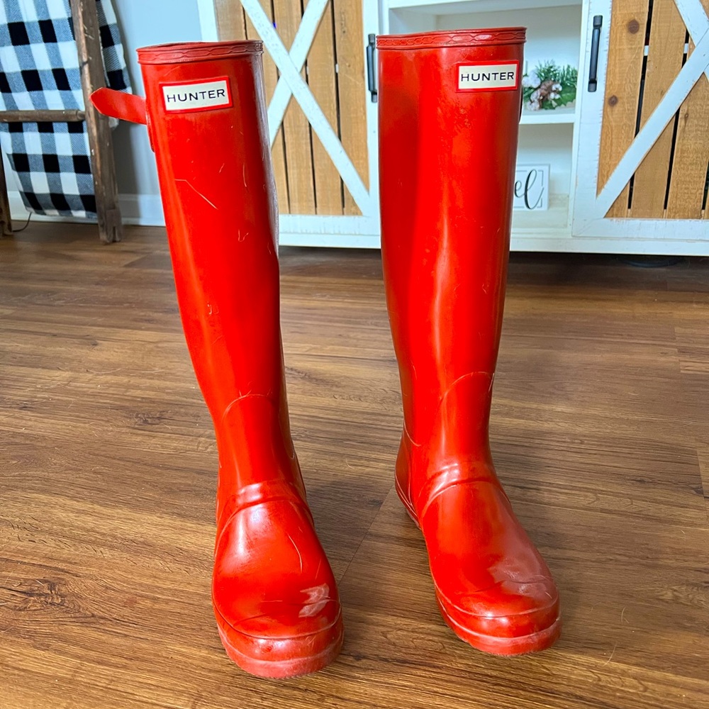 Red Glossy Hunter Boots